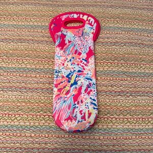 Lilly Lilly Pulitzer "Coral Summer" Pink Neoprene Wine/ Bottle Caddy Carrier Bag